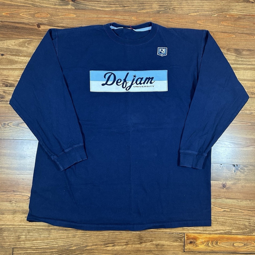 Vintage Y2K Def Jam University 84 Spell Out Long Sleeve‎ Rap T-Shirt Hip Hop XXL